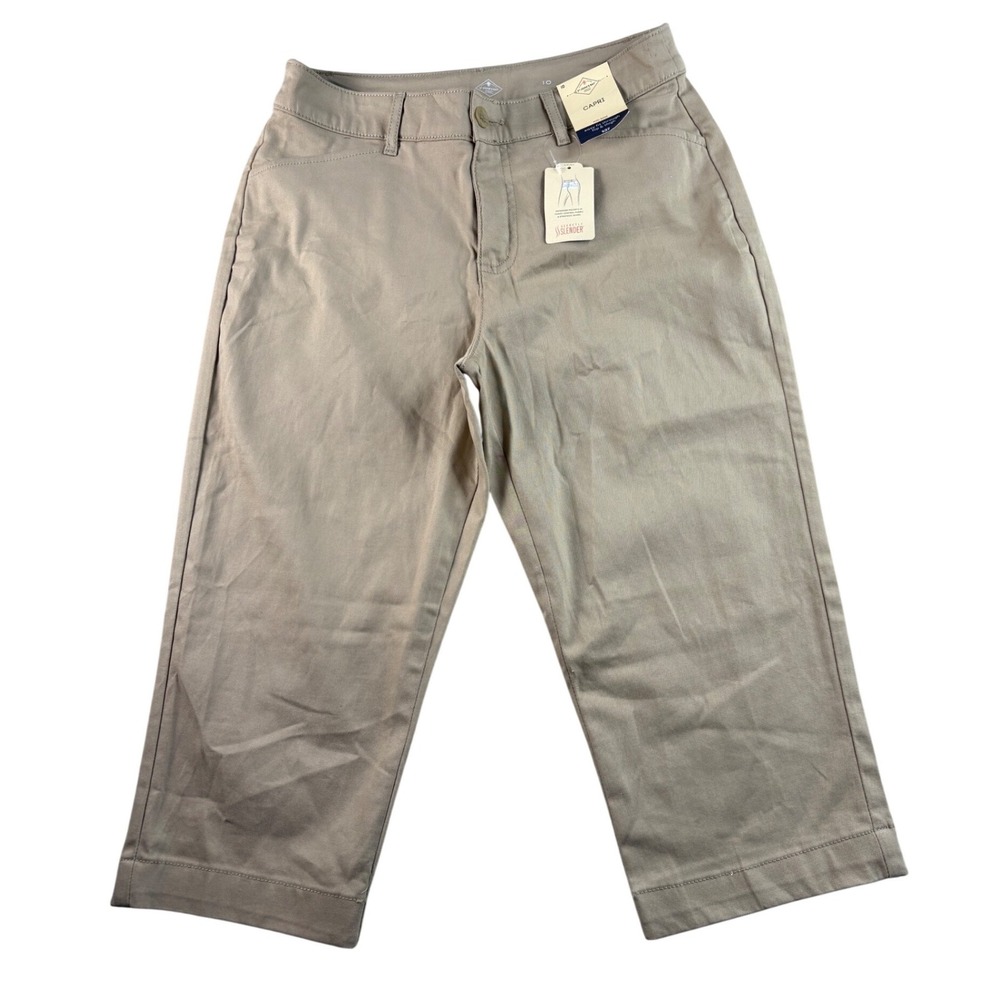 NWT St John's Bay Capri Pants Womens Size 10 Khaki Easy Stretch Cropped Casual